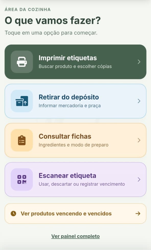 Tela real da Madu no celular com atalhos da cozinha